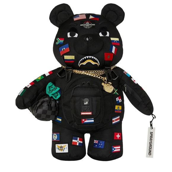 Sprayground Other - Sprayground James First Class Global Flag MoneyBear Backpack🔥New Black Bear Bag